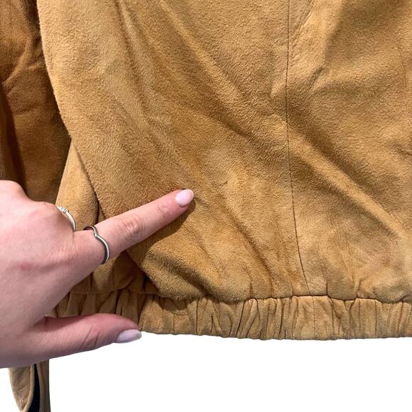 Vintage Tannery West Tan Suede Leather Jacket Zip Pocket size 4 / S *GOOD* - Picture 14 of 16